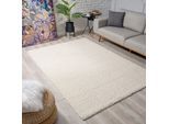 Hochflor-Teppich SANAT "LOCA" Gr. 6, beige (creme), B:200cm H:30mm L:290cm, Kunstfaser, Teppiche, Wohnzimmer, Langflor, Shaggy, Schlafzimmer