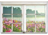 queence Leinwandbild »Blumenwiese«, Natur-Blumenwiese-Wiesen & Bäume-Fensterblick, (1 St.), Premium-Leinwandstoff