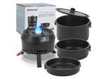 ENFRIFAM Topf-Set Campingkocher, Gaskocher Outdoor Kochgeschirr, Tragbar Reisekocher , Aluminium.Kombiniere 700W Elektrische und 2200W Gas, 1 flammig, für 2-4 Personen , für Picknick Backpacking Camping Wandern