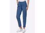 Jogger Pants INSPIRATIONEN, Damen, Gr. 24, Kurzgrößen, blau (jeansblau), 58% Viskose, 36% Polyamid, 6% Elasthan, unifarben, lang, Hosen