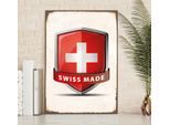 queence Metallbild »Swiss Made«, Schriftzüge-Schriftzug-Schweiz, (1 St.), Stahlschilder