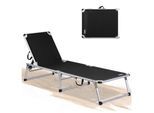 HOMECALL Strandliege Leicht Alu Sonnenliege, 5 fach Verstellbare Rückenlehne, mit Sonnenschutzdach, bis 120KG, Grau