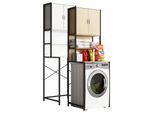 VCM Metall Überbauschrank Waschmaschine Maße: . 189 x B. 64 x T. 48 cm Seitenteile aus Metall Korpus und Rückwand aus Holz 1 große und 2 kleine Ablagen 2 Drehtüren - Edino
