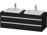 Duravit Ketho Konsolenwaschtischunterbau wandhängend Eiche Schwarz Matt 1400x550x496 mm - KT6757B161 KT6757B1616