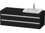 Duravit Ketho Konsolenwaschtischunterbau wandhängend Eiche Schwarz Matt 1400x550x496 mm - KT6757R161 KT6757R1616