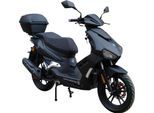 Motorroller ALPHA MOTORS "Mustang FI", schwarz (mattschwarz, schwarz), Motorroller & Mofas, 85 km/h, mit USB-Anschluss, B:66,5cm H:133,5cm L:194cm