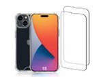 Hülle iPhone 15 und 2 schutzfolien - Recycelter Kunststoff - Transparent