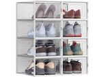 Schuhbox , Transparent , Kunststoff , 8 Fächer , 33.3x14x23 cm , stapelbar, integrierte Durchlüftung , Ordnen & Aufbewahren, Kleideraufbewahrung, Kleidersäcke & Vakuumbeutel