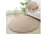 Hochflor-Teppich BRUNO BANANI "Dana Teppich, Kundenliebling" Gr. 9, beige, H:30mm Ø:140cm, Kunstfaser, Teppiche, Hochflor-Teppich, unifarben, Mikrofaser Teppiche, Wohnzimmer, Schlafzimmer, Esszimmer
