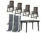 Siena Garden Gartenset , Graphitfarben , Kunststoff, Textil , 9-teilig , Füllung: Schaumstoff , UV-beständig, wetterfest, Stuhl klappbar, Rückenlehne mehrfach verstellbar , Gartenmöbel, Gartengarnituren