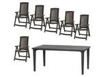 Siena Garden Gartenset , Graphitfarben , Kunststoff , 7-teilig , UV-beständig, wetterfest, Stuhl klappbar, Rückenlehne mehrfach verstellbar , Gartenmöbel, Gartengarnituren