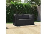 vidaXL 2-tlg. Garten-Sofagarnitur mit Auflagen Poly Rattan Schwarz