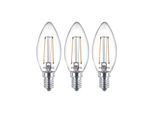 Philips LED-Lampe Classic Candle 2W/827 (25W) Clear 3-pak E14