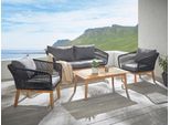 KONIFERA Gartenlounge-Set »Paros«, (4 tlg.), mit Seilgeflecht in schwarz