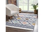 Carpet City Hochflor-Teppich »Focus 3382«, rechteckig, 20 mm Höhe, Boho-Teppich, Hochtief-Muster/ 3D-Effekt, für Wohnzimmer,...