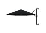 vidaXL Sonnenschirm zur Wandmontage mit Metall-Mast 300 cm Schwarz