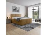 Mid.you Boxspringbett , Beige , Textil , Birke, Buche,Birke, Buche , teilmassiv, Hartholz,teilmassiv, Hartholz , H3 , Höhe ca. 20 cm , 180x200 cm , Bettkasten, gepolstertes Kopfteil , Holzmöbel, Holzbetten, Boxspringbetten Holz
