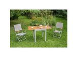 Gardenson Gartenklappsessel-Set , Grau, Silberfarben, Akaziefarben , Holz, Metall, Textil , Akazie , Hartholz , eckig , 57x92x60 cm , Fsc , klappbar , Gartenmöbel, Gartensessel, Gartenklappstühle