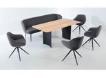 Essgruppe K+W KOMFORT & WOHNEN "ZOOM", blau (nacht 58), Leder Longlife BRONCO, Sitzmöbel-Sets, Essgruppe, abgerundete Essgruppe mit Solobank, 4 Sesseln und 1 Tisch