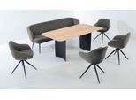 Essgruppe K+W KOMFORT & WOHNEN "ZOOM", silber (zinn 88), Leder Longlife BRONCO, Sitzmöbel-Sets, Essgruppe, abgerundete Essgruppe mit Solobank, 4 Sesseln und 1 Tisch