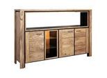 Livetastic Sideboard , Anthrazit, Sheeshamfarben , Metall , Sheesham , massiv,vollmassiv , 4 Fächer , G , 180x120x40 cm , Beleuchtung , Holzmöbel, Kommoden Holz, Sideboards Holz