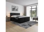 Mid.you Boxspringbett , Schwarz , Textil , teilmassiv, Hartholz,teilmassiv, Hartholz , H4 , Höhe ca. 20 cm , 180x200 cm , Bettkasten, Matratze , Schlafzimmer, Betten, Boxspringbetten