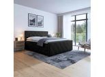 Mid.you Boxspringbett , Schwarz , Textil , teilmassiv, Hartholz,teilmassiv, Hartholz , H3 + H4 , Höhe ca. 20 cm , 180x200 cm , Bettkasten, Matratze , Schlafzimmer, Betten, Boxspringbetten