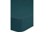 Spannbettlaken GOOD MORNING "Jersey Spannbettlaken", blau (petrol), B:140cm L:200cm, Jersey, Obermaterial: 100% Baumwolle, Bettlaken, Spannbettlaken, 100% Baumwolle, Jersey, Rundumgummi, bis 25 cm höhe, 90/100x200, Weiß