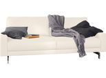 2,5-Sitzer "CR.450, Designsofa, Loungesofa", weiß (perlweiß 534, 12), B:184cm H:85cm T:95cm, Jacquard-Flachgewebe Diane 1 Q2 (55% Polyacryl 45% Polyester);NaturLEDER OSKAR (echtes Rindsleder), CREATION BY ROLF BENZ, Sofas, Armlehne niedrig, Fuß chromfarben glänzend, Breite 184 cm