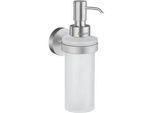 Xxxl Seifenspender , Chromfarben , Metall, Glas , 4.8x18x8.4 cm , Wandbefestigung möglich, Metallpumpe , Badaccessoires, Seifenspender