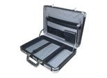 HMF Alu Aktenkoffer für Laptop bis 17,3 Zoll, Businesskoffer Herren mit Zahlenschloss, gepolstertem Laptopfach und Organizer im Deckel, 45 x 33 x 11 cm, Schwarz