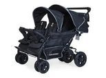 Childhome Geschwisterwagen , Schwarz , Kunststoff , 130x85x108 cm , Feststellbremse, kugelgelagerte Räder, Verdeckung abnehmbar, 5-Punkte-Gurt, Griff in Lederoptik, Reflektorstreifen, abnehmbarer Schutzbügel , Baby on Tour, Kinderwagen, Geschwisterwagen & Zwillingskinderwagen
