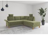 Ecksofa HOME AFFAIRE "Rochelle, L-Form", grün (hellgrün), B:240cm H:90cm T:216cm, 100% Polyester, Sofas, Ecksofa, wahlweise mit Armteilverstellung, Bettfunktion und Bettkasten