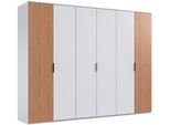 Drehtürenschrank WIMEX "Tunis", weiß (weiß, außentüren akustiklamellen nachbildung artisan eiche nachbildung), B:270cm H:210cm T:58cm, Holzwerkstoff, Schränke, Drehtürenschrank, inklusive Kranzleiste, Türen in Lamellen Optik