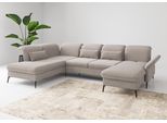 Wohnlandschaft SIT & MORE "Emely, inkl. Sitztiefenverstellung", grau (elefant), B:359cm H:92cm T:231cm, 100% Polyester, Sofas, Wohnlandschaft, wahlweise mit Bettfunktion,Bettkasten,Kopf- & Armteilverstellung