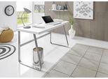 Schreibtisch MCA FURNITURE "Beno", weiß (weiß, edelstahloptik gebürstet, weiß), B:140cm H:75cm T:60cm, Tische, Gaming Tisch, Computertisch, Gestell Edelstahloptik, Breite 140 cm