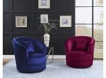 Drehsessel "Colin", rot, B:84cm H:84cm T:85cm, 100% PES, ATLANTIC HOME COLLECTION, Sessel, Drehsessel, 360Â frei drehend, in Samtveloursbezug, inkl. Zierkissen