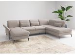 Wohnlandschaft SIT & MORE "Emely, inkl. Sitztiefenverstellung", grau (elefant), B:359cm H:92cm T:231cm, 100% Polyester, Sofas, wahlweise mit Bettfunktion,Bettkasten,Kopf- & Armteilverstellung