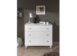 Schubkastenkommode VIPACK "Billy, mit 3 geräumigen Schubladen für viel Stauraum", weiß, H:89cm T:52cm, Sideboards, Goldefarbene Knöpfe, der Korpus ist MDF weiß lackiert