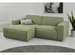 Ecksofa HOME AFFAIRE "Avelin, 228 cm, L-Form, Chenille, Struktur-Boucle", grün (olive), B:228cm H:75cm T:156cm, 100% Polyester, Sofas, Ecksofa, mit Wellenunterfederung, Kedernaht, bodentief, Skandi-Design
