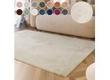 Hochflor-Teppich ESPRIT "Alice ESP-4377, Kunstfell" Gr. 1, beige (creme, beige), B:70cm H:25mm L:140cm, Kunstfaser, Teppiche, Kaninchenfell-Haptik, besonders weich und dicht, für alle Räume