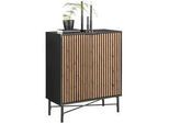 Kommode Madrid Schwarz/Naturfarben massiv