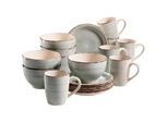 Mäser Frühstücksset , Grau , Keramik , 18-teilig , 390 ml,700 ml , Geschirr, Geschirrsets, Kaffeeservice