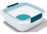 Salatbox OXO GOOD GRIPS "Prep and Go", transparent, B:8,3cm H:21cm L:19,7cm, Kunststoff, Silikon, Lebensmittelaufbewahrungsbehälter, 1,5 Liter