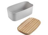 Brotkasten METALTEX "Bready", grau, B:20,3cm H:14,3cm L:35cm, Kunststoff, Buchenholz, Lebensmittelaufbewahrungsbehälter, aus zertifiziertem Buchenholz