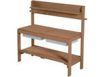 Roba Outdoor Kinderküche 'Fun' mit Spielwanne teak , Teakfarben , Holz , Rechteckig , 89.5x35 cm , unisex , Outdoor Spielzeug