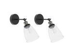 Beliani Wandleuchte 2er-Set Lovat 25/14/26 cm , Schwarz , Metall , E27 , 14x26x25 cm , Lampen & Leuchten, Innenbeleuchtung, Wandleuchten