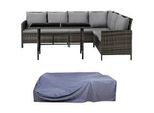 Svita Rattan-Lounge Madison , Braun , Kunststoff , 3 , rechteckig,Rechteckig , Loungemöbel, Loungemöbel-Sets