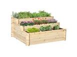 Outsunny Hochbeet, 3-stufige Blumenkasten, für Garten, Balkon, Tannenholz, Natur , Fichtefarben , Holz , 100x54x117 cm , Gartenzubehör, Hochbeete