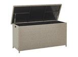 Beliani Auflagenbox Rattan taupe 126/46 cm Modena , Beige, Grau, Naturfarben, Schwarz , Kunststoff , 126x63x46 cm , Aufbewahrung & Schutzhüllen, Gartenboxen